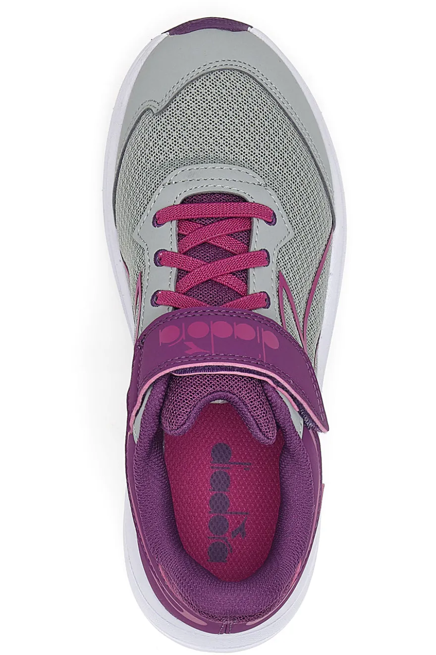 Sneakers grigie e fucsia con strappo e lacci elastici Diadora Snipe 3 JR