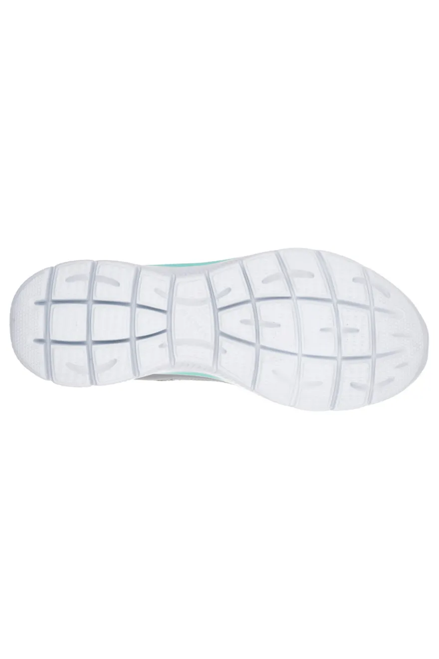 Sneakers grigie e verde acqua in pelle e mesh con Memory Foam Skechers Summits Suited