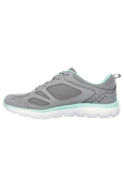 Sneakers grigie e verde acqua in pelle e mesh con Memory Foam Skechers Summits Suited