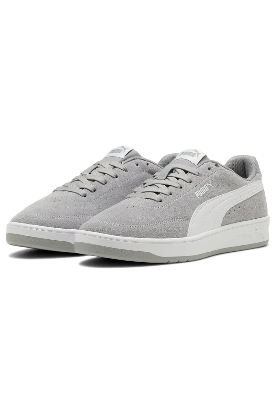 Sneakers grigie in pelle scamosciata con suola in gomma Puma Court Classic Clean SD