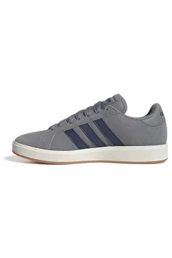 Sneakers grigie in pelle con strisce blu Adidas Grand Court Base 00s