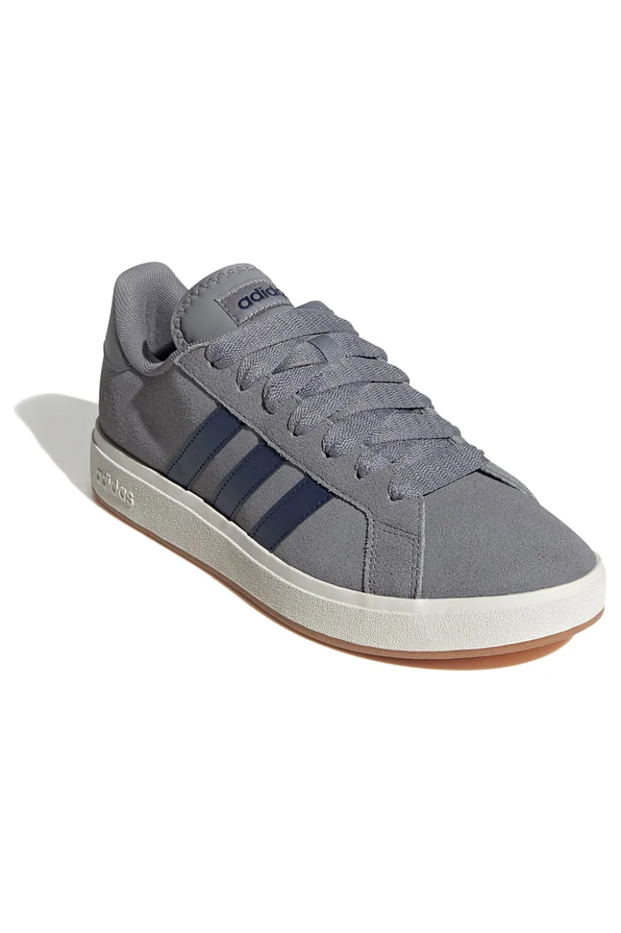 Sneakers grigie in pelle con strisce blu Adidas Grand Court Base 00s