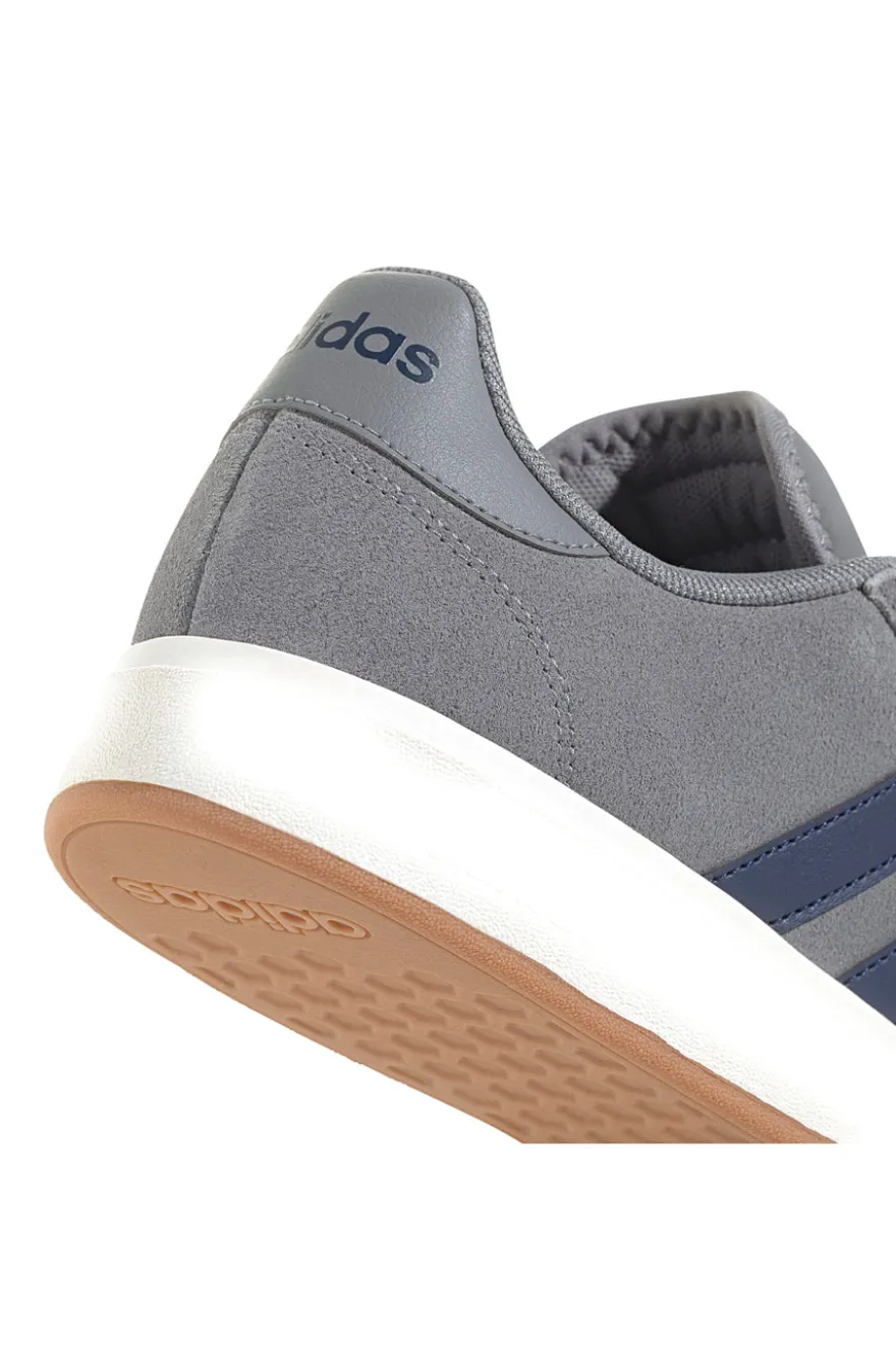 Sneakers grigie in pelle con strisce blu Adidas Grand Court Base 00s