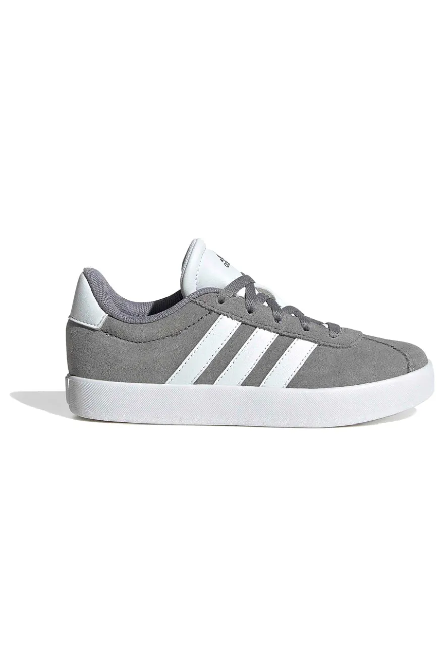 Sneakers grigie in suede con 3 strisce bianche Adidas VL Court 3.0 K