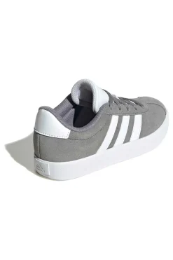 Sneakers grigie in suede con 3 strisce bianche Adidas VL Court 3.0 K
