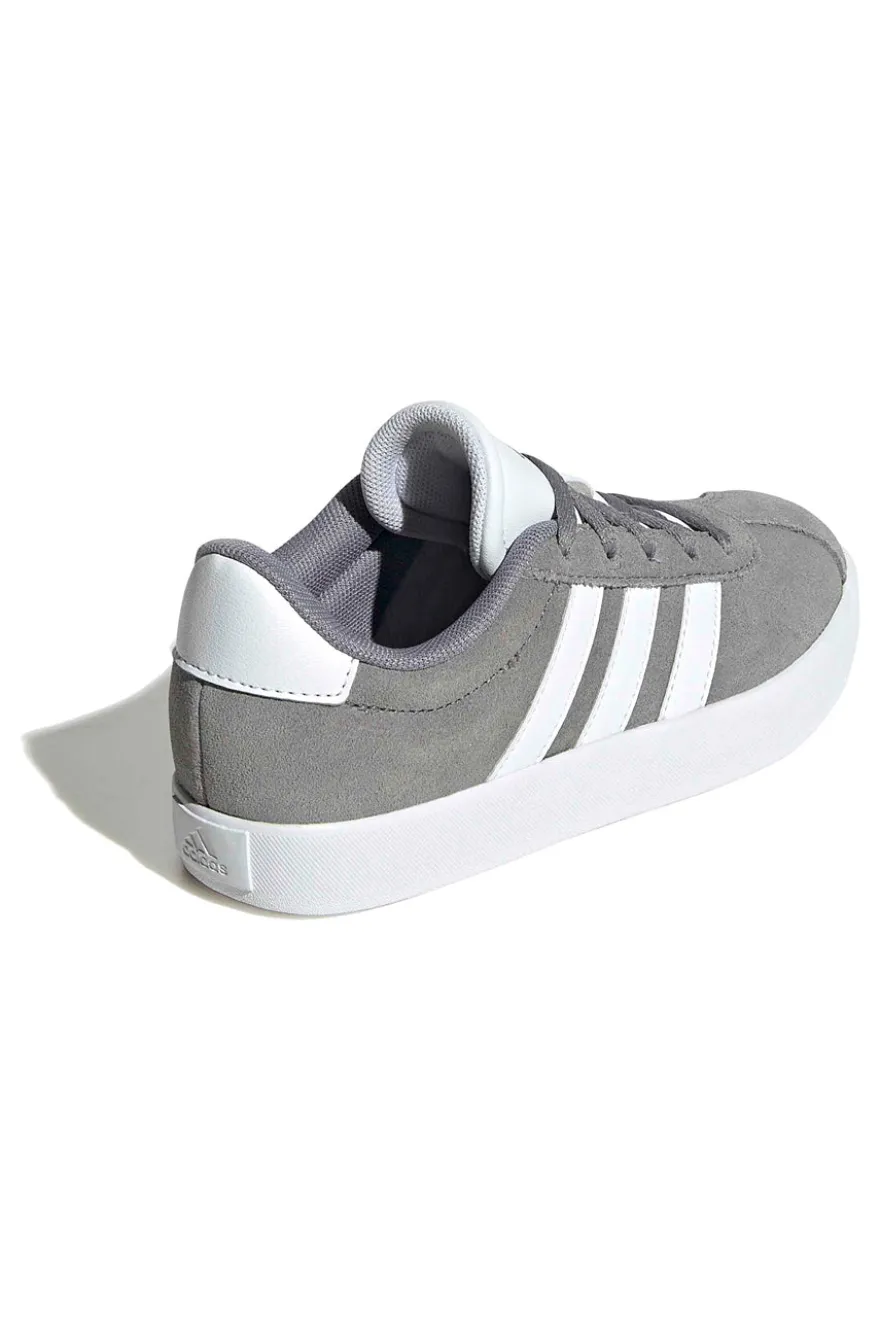 Sneakers grigie in suede con 3 strisce bianche Adidas VL Court 3.0 K