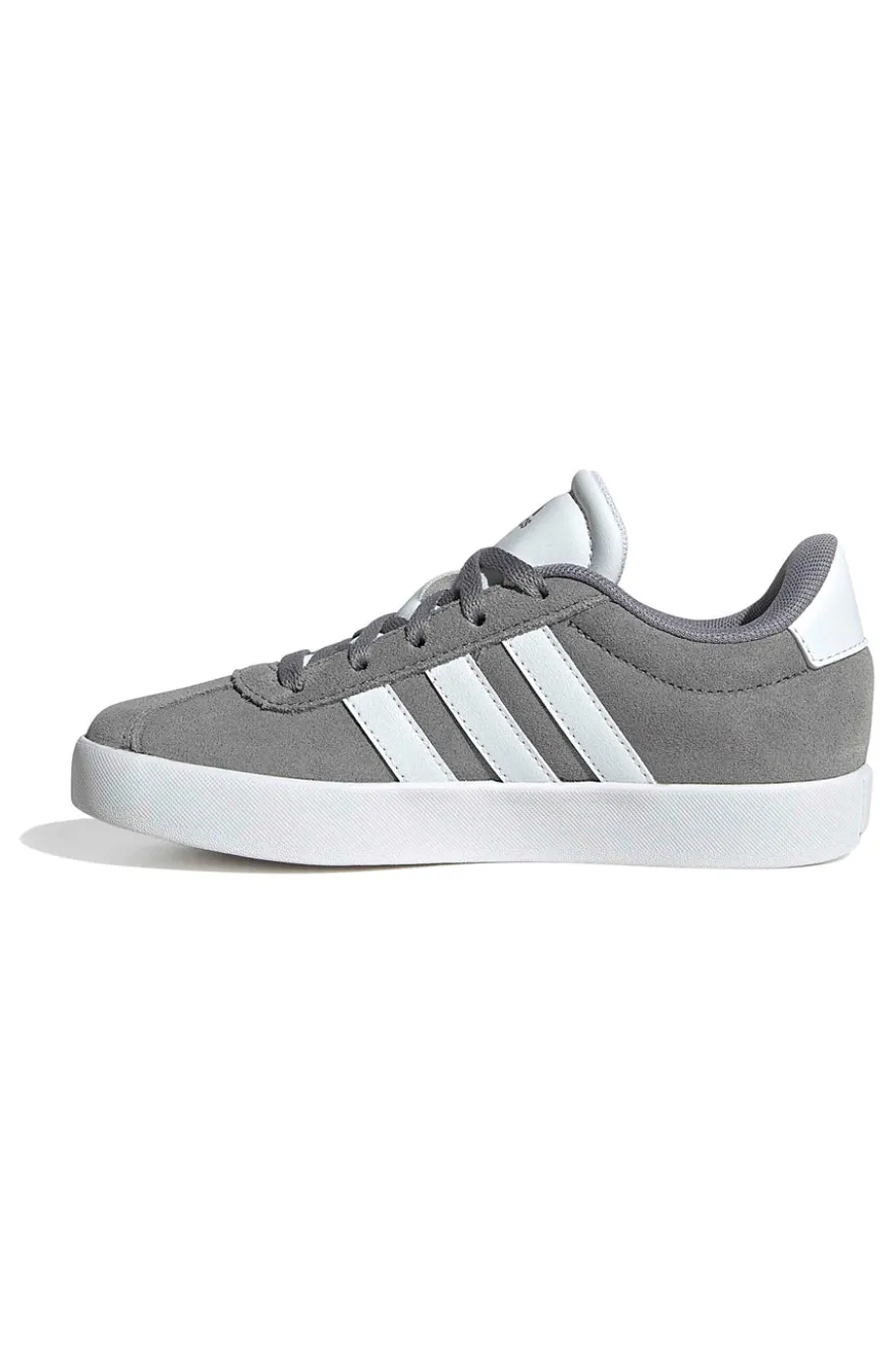 Sneakers grigie in suede con 3 strisce bianche Adidas VL Court 3.0 K