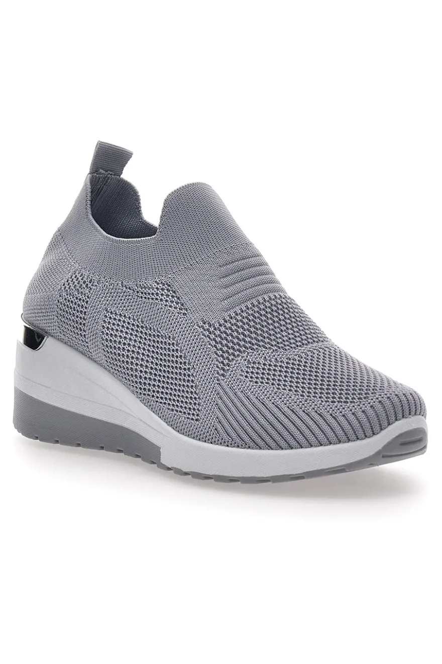 Sneakers Grigie Slip-on Con Zeppa Prima Riga 432