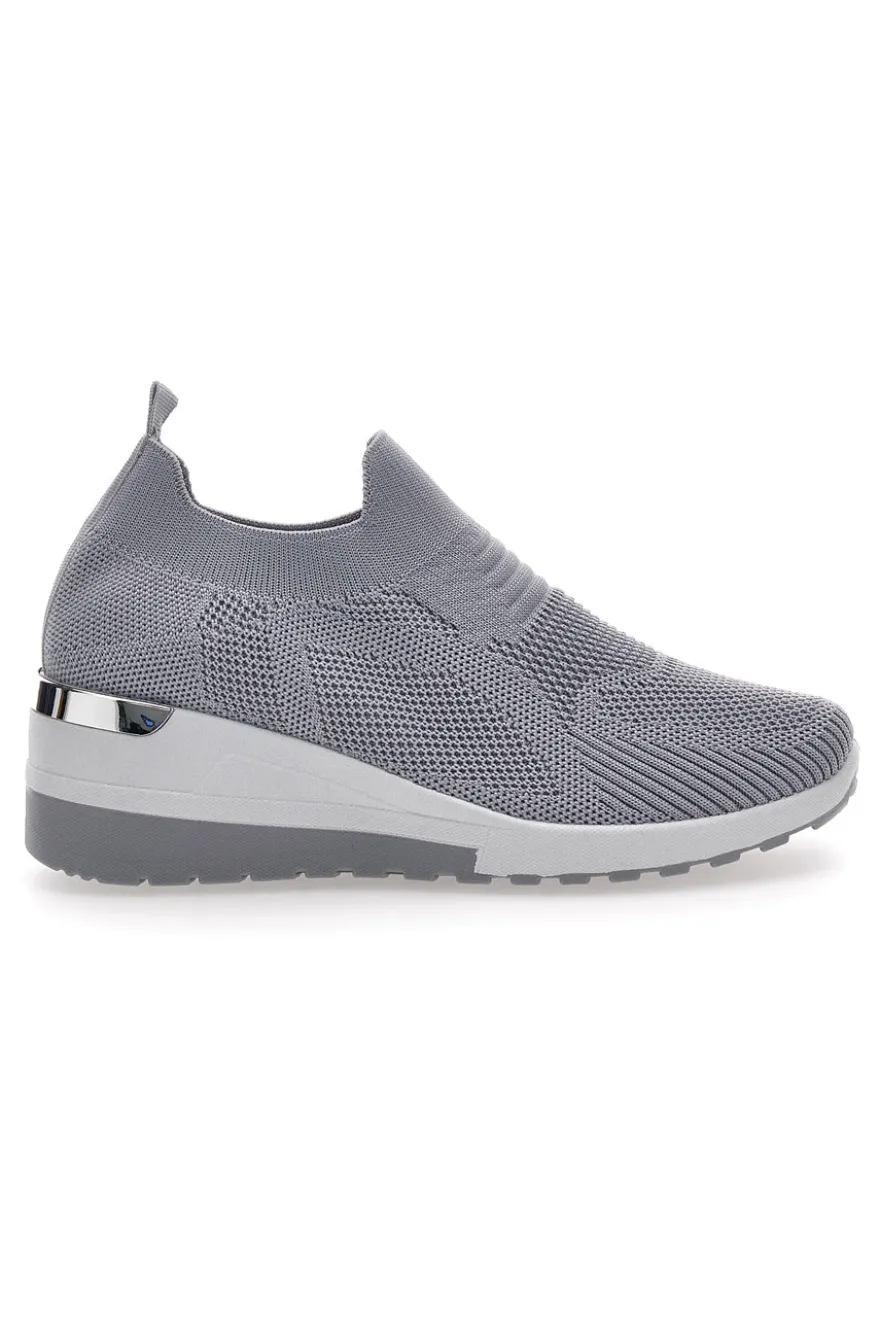 Sneakers Grigie Slip-on Con Zeppa Prima Riga 432