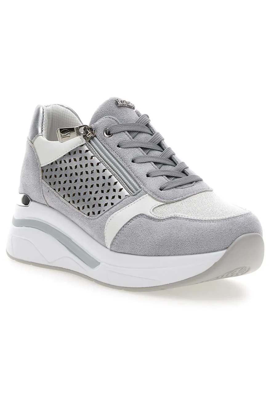 Sneakers grigie traforate con zip e zeppa Inblu 481IN