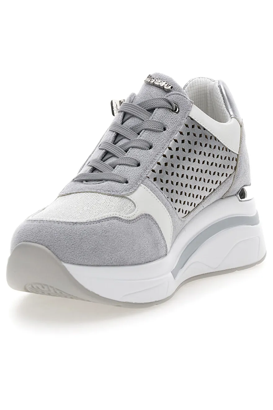 Sneakers grigie traforate con zip e zeppa Inblu 481IN