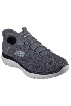 Sneakers grigio antracite slip-on con soletta memory foam Skechers Summits Key Pace da Uomo