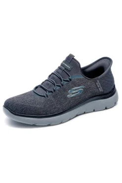 Sneakers grigio antracite slip-on con soletta memory foam Skechers Summits Key Pace da Uomo