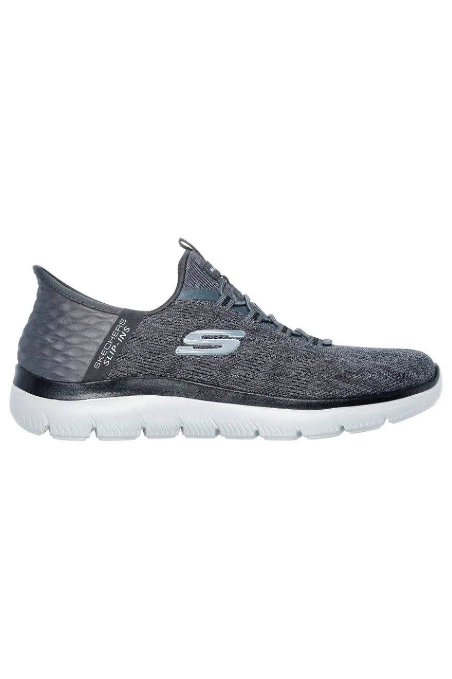 Sneakers grigio antracite slip-on con soletta memory foam Skechers Summits Key Pace da Uomo