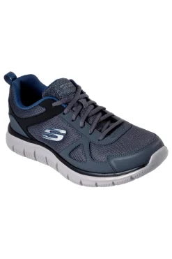 Sneakers grigio e blu in pelle e mesh con Memory Foam Skechers Track Scloric