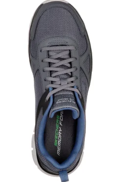 Sneakers grigio e blu in pelle e mesh con Memory Foam Skechers Track Scloric