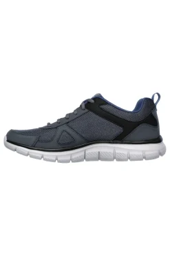 Sneakers grigio e blu in pelle e mesh con Memory Foam Skechers Track Scloric