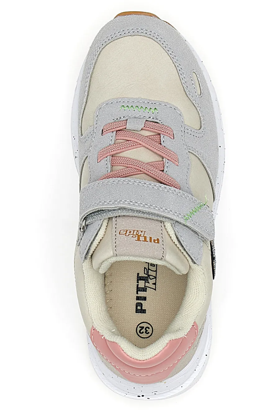 Sneakers grigio panna con cuore PITT KIDS K231102
