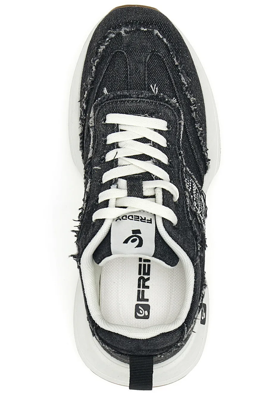 Sneakers in Denim Nere Freddy 7604