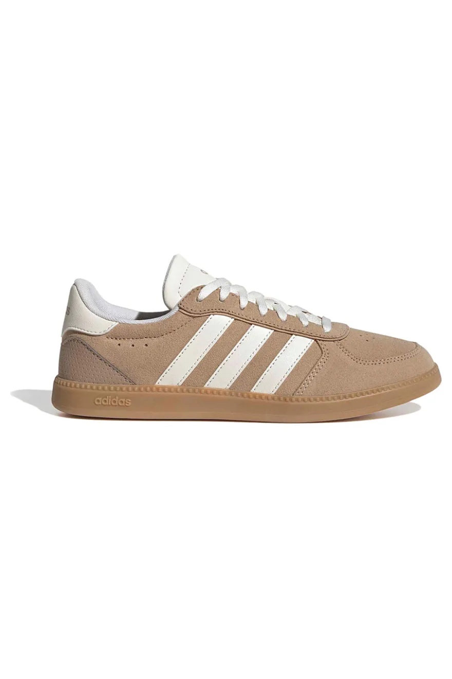 Sneakers in pelle beige con strisce bianche e dettagli traforati Adidas Breaknet Sleek