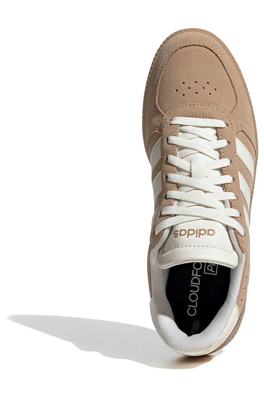 Sneakers in pelle beige con strisce bianche e dettagli traforati Adidas Breaknet Sleek