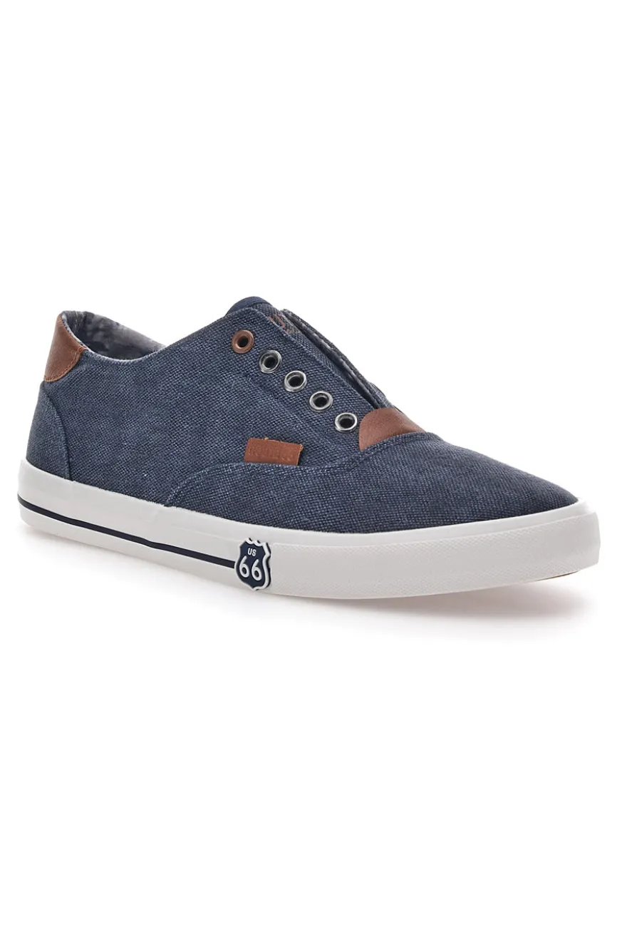 Sneakers in Tela Blu Route 66 91414
