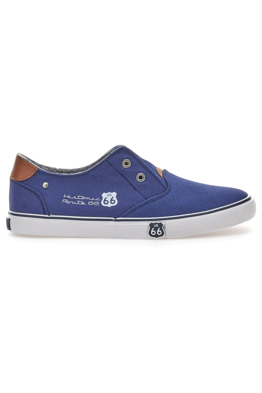 Sneakers in Tela Route 66 01804 Blu