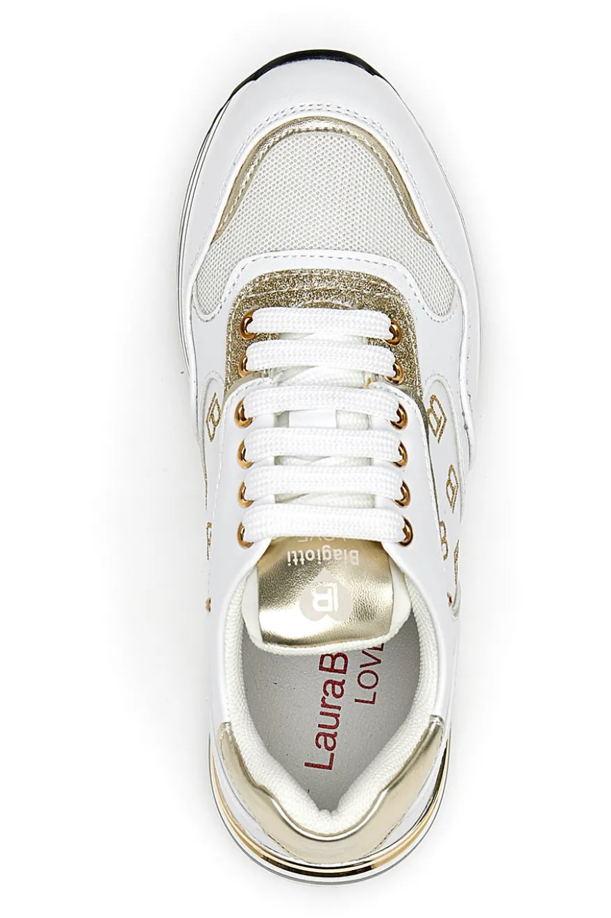 Sneakers Laura Biagiotti 8370 Bianche Oro