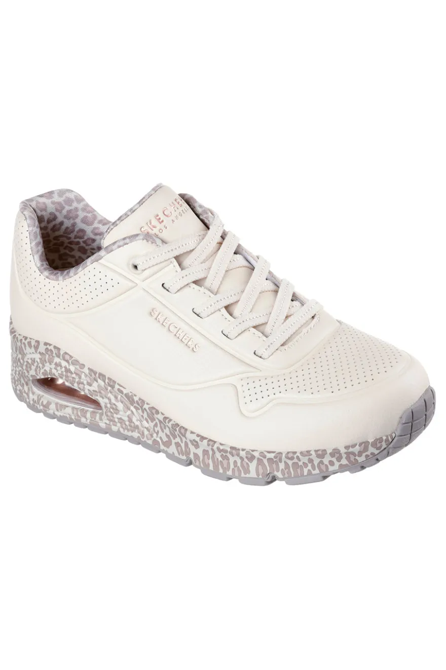 Sneakers leopardate con suola ad aria e lacci fissi Skechers UNO Safari Time