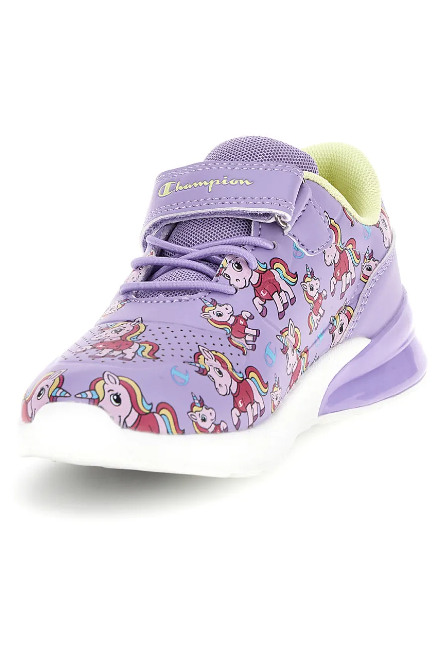 Sneakers lilla con fantasia stampata e strappo Champion U Ps Low Cut
