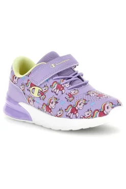 Sneakers lilla con fantasia stampata e strappo Champion U Ps Low Cut
