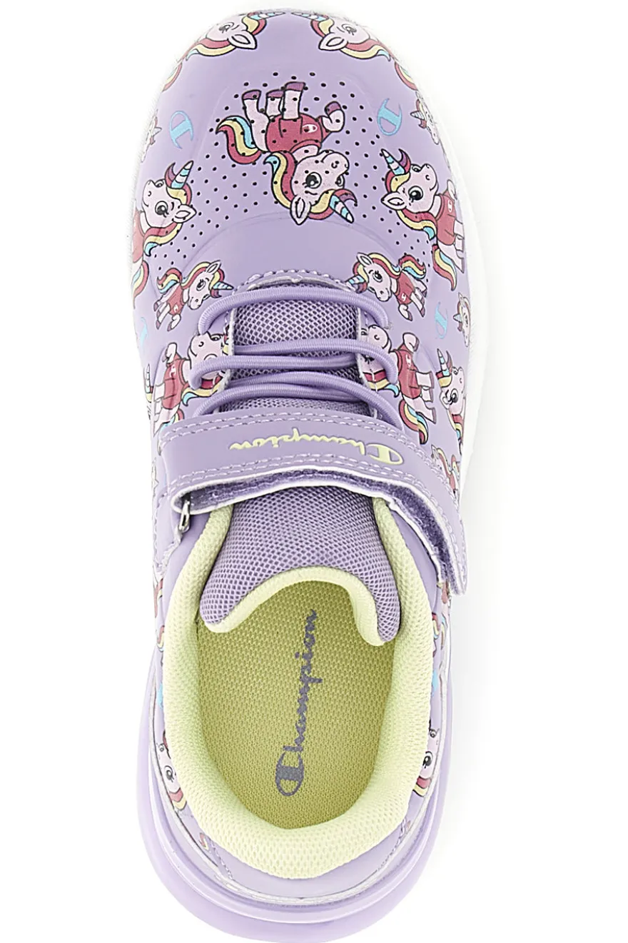 Sneakers lilla con fantasia stampata e strappo Champion U Ps Low Cut