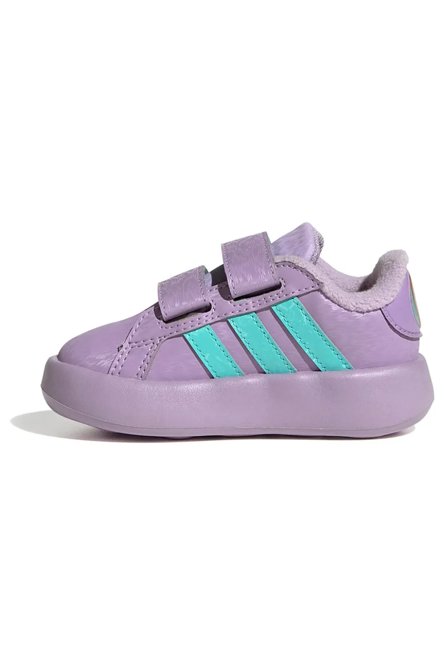 Sneakers lilla con strisce verdi e doppio strappo Adidas Grand Court Frozen Cf I