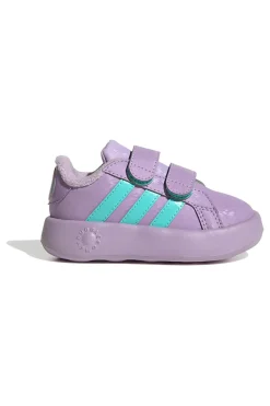 Sneakers lilla con strisce verdi e doppio strappo Adidas Grand Court Frozen Cf I