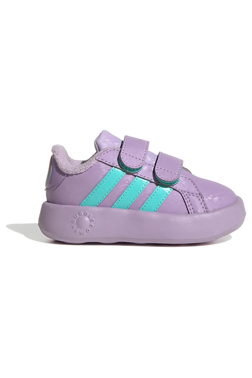 Sneakers lilla con strisce verdi e doppio strappo Adidas Grand Court Frozen Cf I