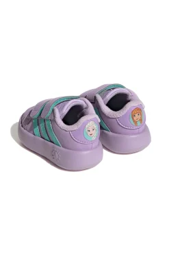 Sneakers lilla con strisce verdi e doppio strappo Adidas Grand Court Frozen Cf I