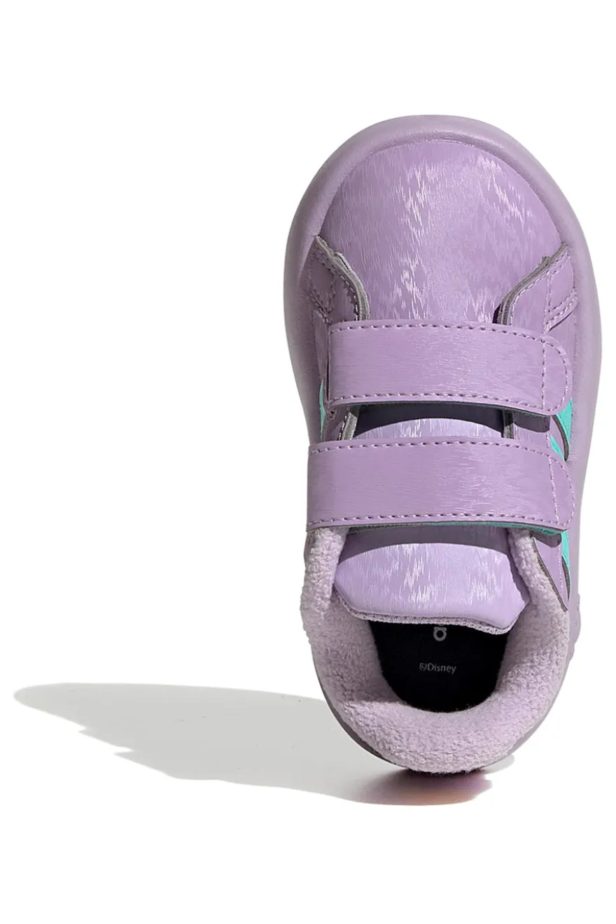 Sneakers lilla con strisce verdi e doppio strappo Adidas Grand Court Frozen Cf I