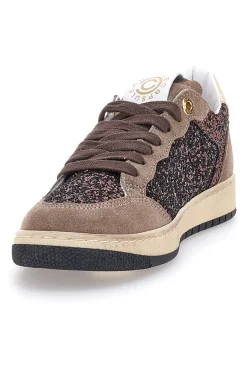 Sneakers marroni almond in pelle con dettagli glitter Pittarello Capsule Kelly Made in Italy