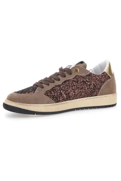 Sneakers marroni almond in pelle con dettagli glitter Pittarello Capsule Kelly Made in Italy
