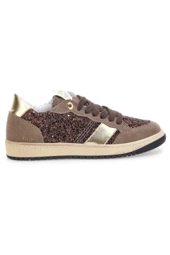 Sneakers marroni almond in pelle con dettagli glitter Pittarello Capsule Kelly Made in Italy