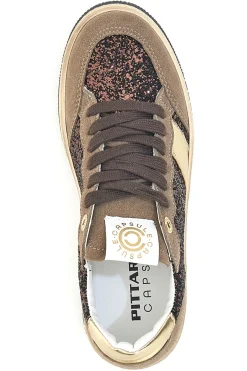 Sneakers marroni almond in pelle con dettagli glitter Pittarello Capsule Kelly Made in Italy