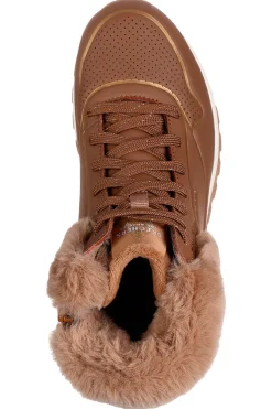 Sneakers marroni con dettagli shimmer e pelliccia Skechers UNO RUGGED FALL SHIMMER