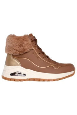 Sneakers marroni con dettagli shimmer e pelliccia Skechers UNO RUGGED FALL SHIMMER