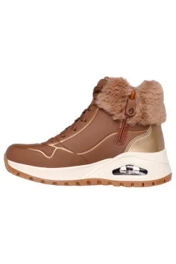 Sneakers marroni con dettagli shimmer e pelliccia Skechers UNO RUGGED FALL SHIMMER