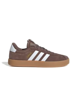 Sneakers marroni con strisce bianche e suola color gum Adidas VL Court 3