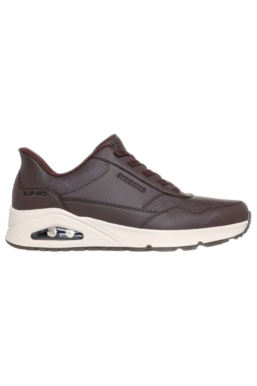 Sneakers marroni con tomaia in duraleather e Slip-ins Skechers Uno Banksia Luxe