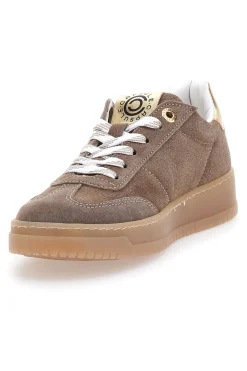 Sneakers marroni e platino in pelle con dettagli oro Pittarello Capsule Grace Made in Italy