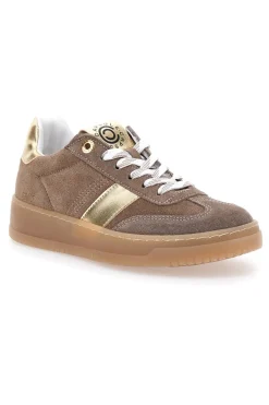 Sneakers marroni e platino in pelle con dettagli oro Pittarello Capsule Grace Made in Italy