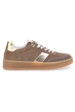 Sneakers marroni e platino in pelle con dettagli oro Pittarello Capsule Grace Made in Italy