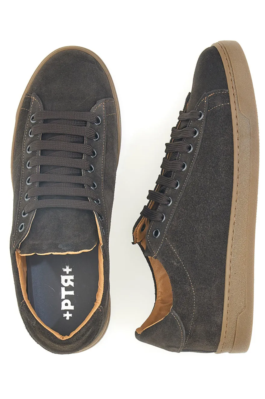 Sneakers marroni in camoscio con suola a contrasto Ptr 3021